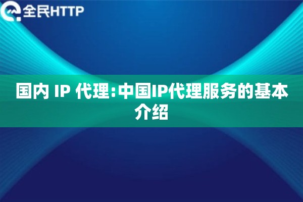 国内 IP 代理:中国IP代理服务的基本介绍