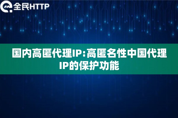 国内高匿代理IP:高匿名性中国代理IP的保护功能