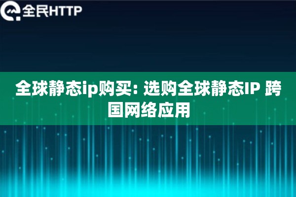 全球静态ip购买: 选购全球静态IP 跨国网络应用