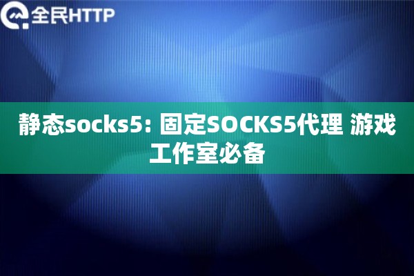 静态socks5: 固定SOCKS5代理 游戏工作室必备