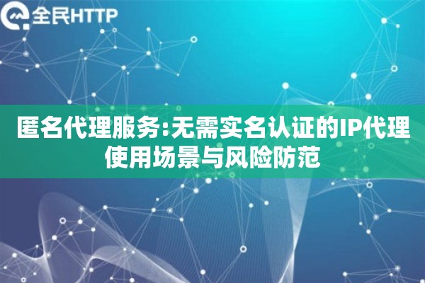 匿名代理服务:无需实名认证的IP代理使用场景与风险防范