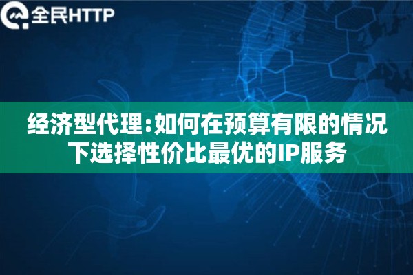 经济型代理:如何在预算有限的情况下选择性价比最优的IP服务