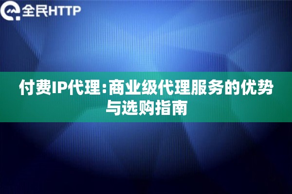 付费IP代理:商业级代理服务的优势与选购指南