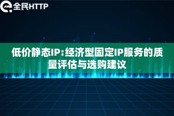 低价静态IP:经济型固定IP服务的质量评估与选购建议