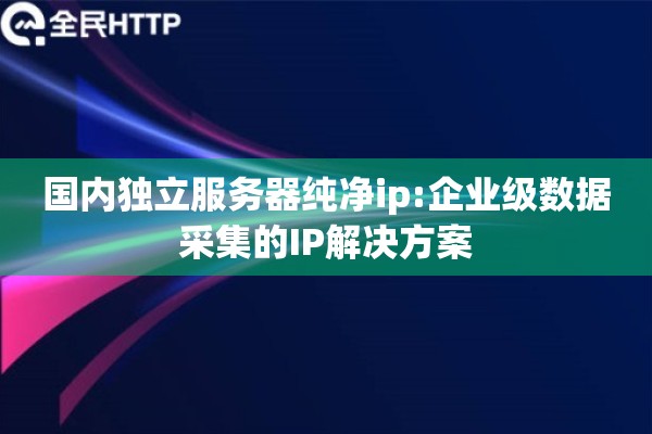 国内独立服务器纯净ip:企业级数据采集的IP解决方案