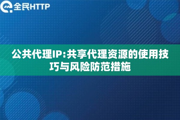 公共代理IP:共享代理资源的使用技巧与风险防范措施