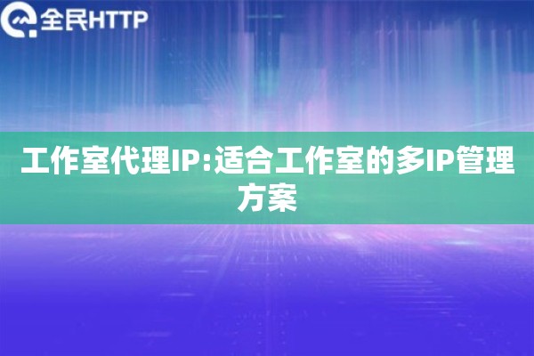 工作室代理IP:适合工作室的多IP管理方案
