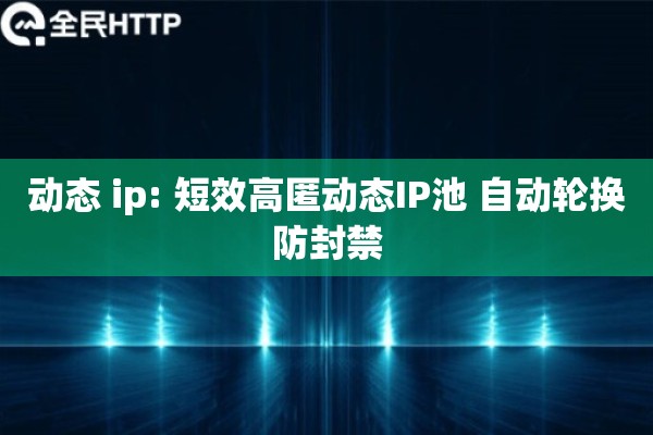 动态 ip: 短效高匿动态IP池 自动轮换防封禁