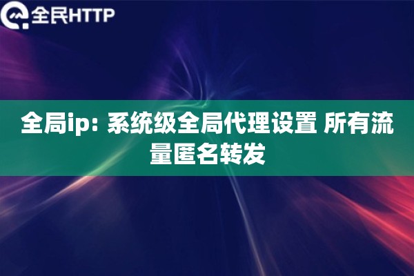 全局ip: 系统级全局代理设置 所有流量匿名转发