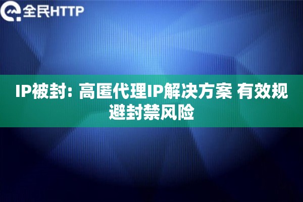 IP被封: 高匿代理IP解决方案 有效规避封禁风险
