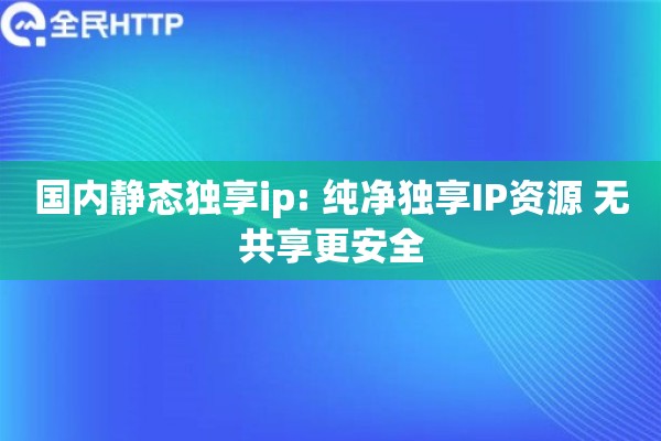 国内静态独享ip: 纯净独享IP资源 无共享更安全