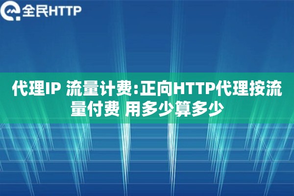 代理IP 流量计费:正向HTTP代理按流量付费 用多少算多少