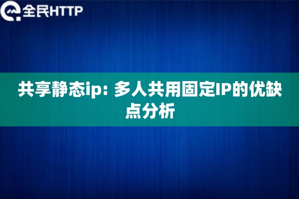 共享静态ip: 多人共用固定IP的优缺点分析