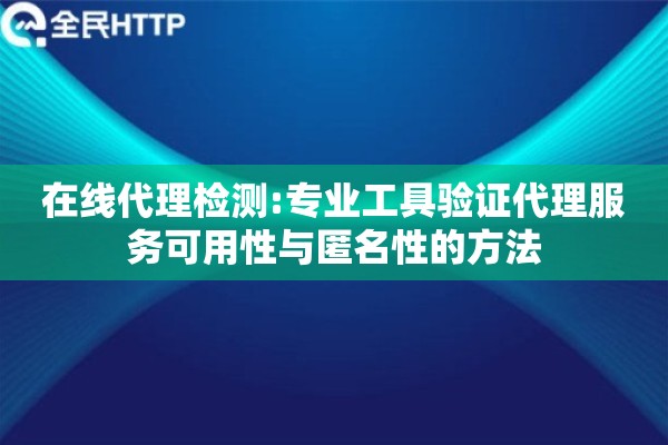 在线代理检测:专业工具验证代理服务可用性与匿名性的方法