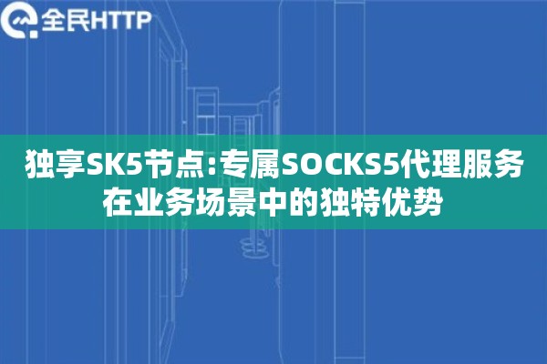 独享SK5节点:专属SOCKS5代理服务在业务场景中的独特优势