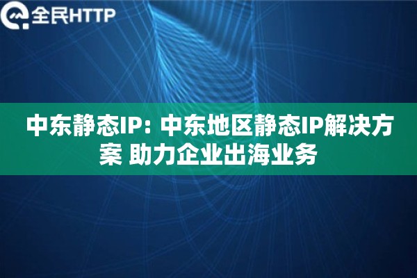 中东静态IP: 中东地区静态IP解决方案 助力企业出海业务