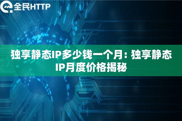 独享静态IP多少钱一个月: 独享静态IP月度价格揭秘