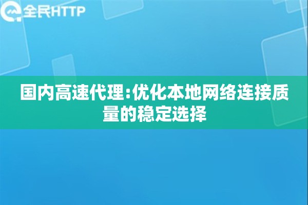 国内高速代理:优化本地网络连接质量的稳定选择