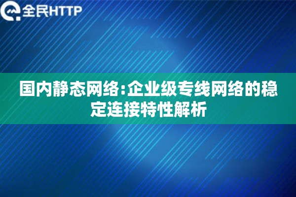 国内静态网络:企业级专线网络的稳定连接特性解析