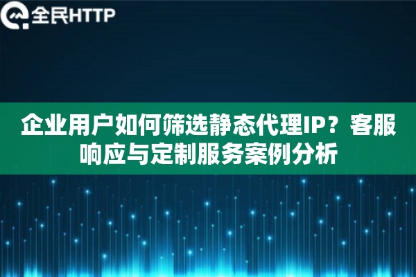 企业用户如何筛选静态代理IP？客服响应与定制服务案例分析