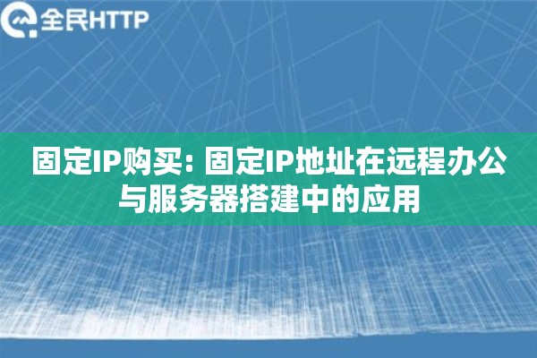 固定IP购买: 固定IP地址在远程办公与服务器搭建中的应用