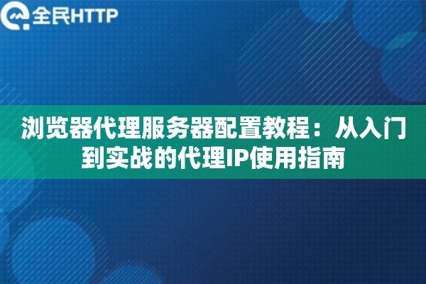 浏览器代理服务器配置教程：从入门到实战的代理IP使用指南