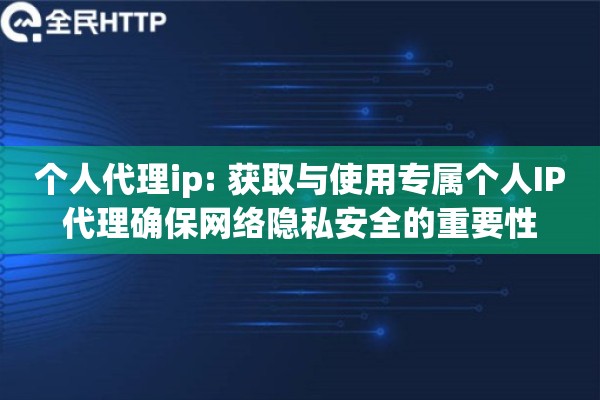 个人代理ip: 获取与使用专属个人IP代理确保网络隐私安全的重要性