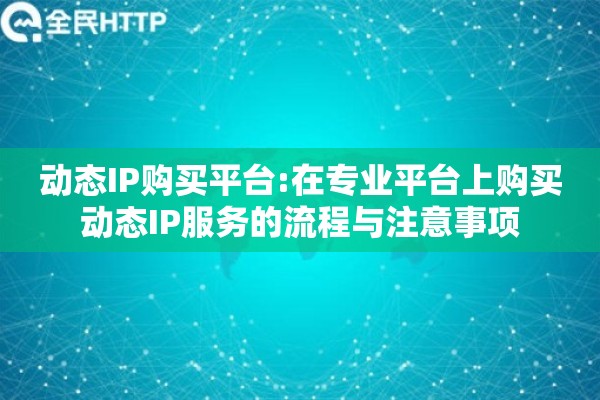 动态IP购买平台:在专业平台上购买动态IP服务的流程与注意事项