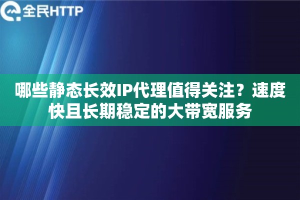 哪些静态长效IP代理值得关注？速度快且长期稳定的大带宽服务