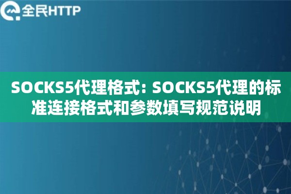 SOCKS5代理格式: SOCKS5代理的标准连接格式和参数填写规范说明