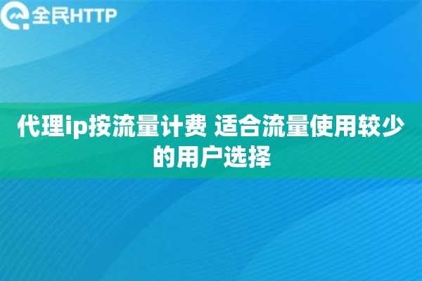 代理ip按流量计费 适合流量使用较少的用户选择