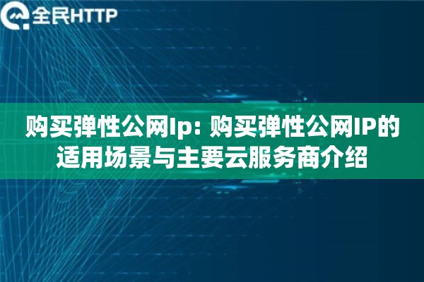 购买弹性公网Ip: 购买弹性公网IP的适用场景与主要云服务商介绍 购买弹性公网Ip: 购买弹性公网IP的适用场景与主要云服务商介绍
