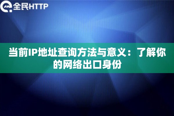 当前IP地址查询方法与意义：了解你的网络出口身份