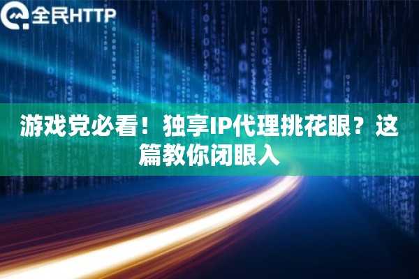 游戏党必看！独享IP代理挑花眼？这篇教你闭眼入