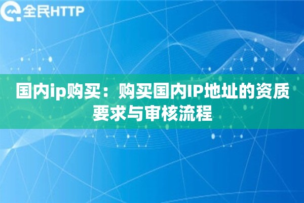 国内ip购买：购买国内IP地址的资质要求与审核流程