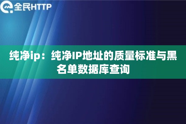 纯净ip：纯净IP地址的质量标准与黑名单数据库查询