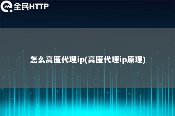 怎么高匿代理ip(高匿代理ip原理)