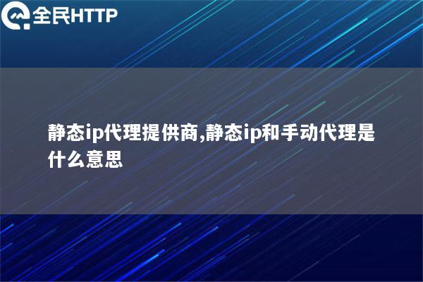 静态ip代理提供商,静态ip和手动代理是什么意思